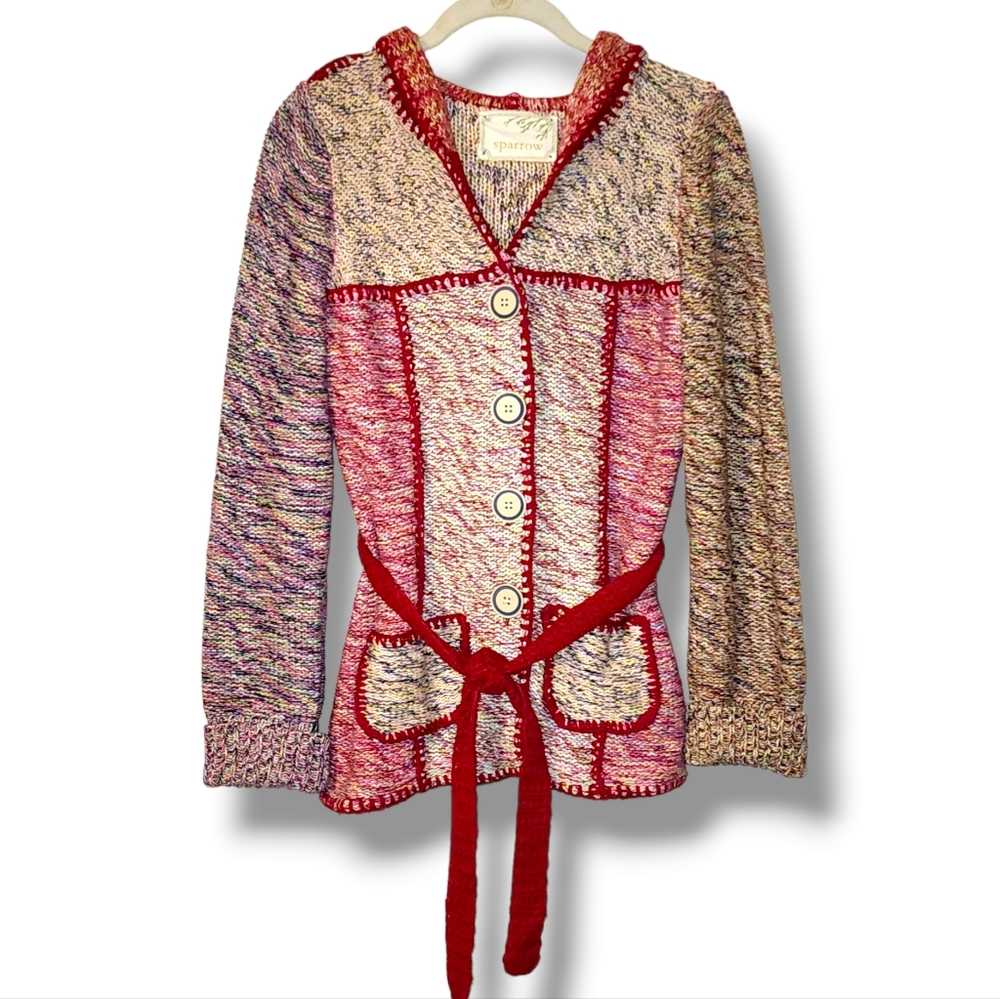 Anthropologie Sparrow Knit Button Down Cardigan With Hoodie
